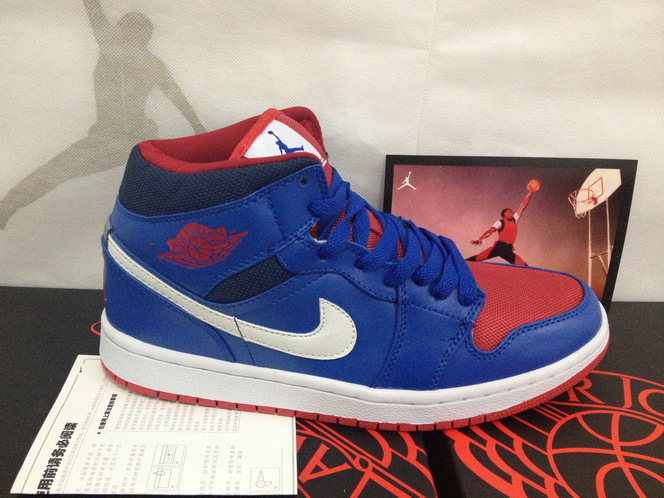 Air Jordan 1 Men Shoes White/Red/Blue Online